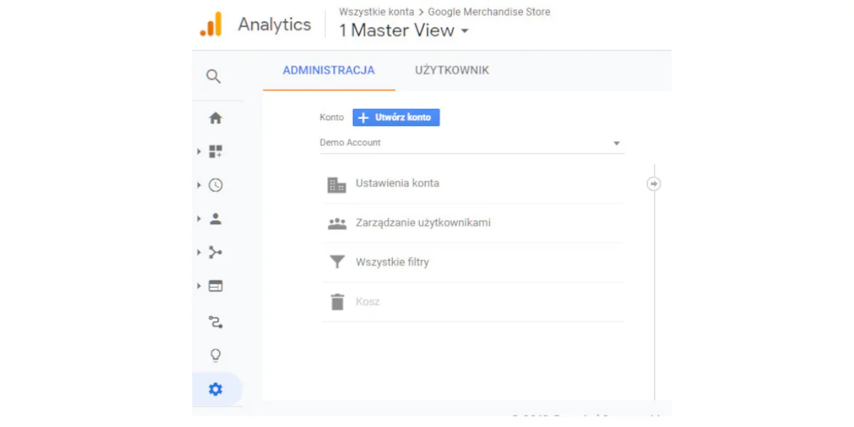 panel administracyjny google analytics widoczni